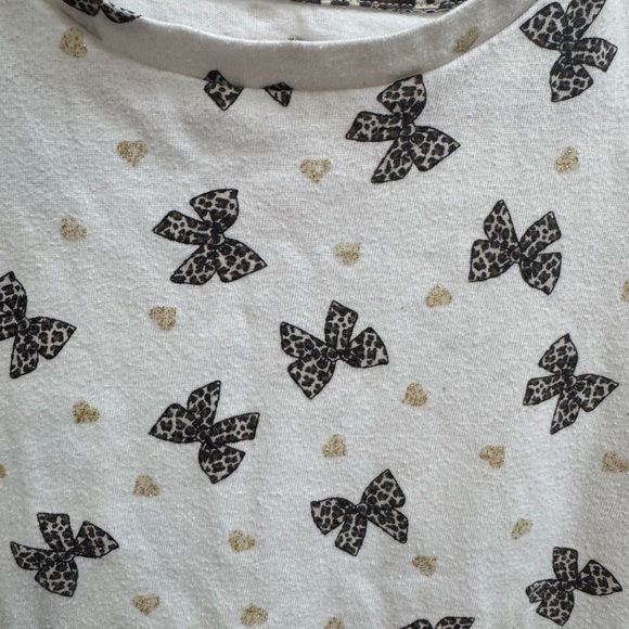 Miniville 3T Girls White & Black Leopard Bow Short Sleeve Blouse Top Tulle - Picture 2 of 7